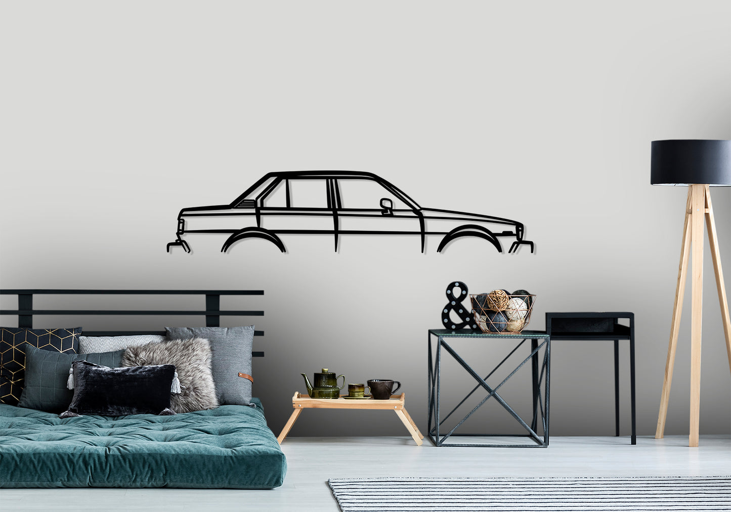 1983 Toyota KE70 Corolla Classic Silhouette Metal Wall Art