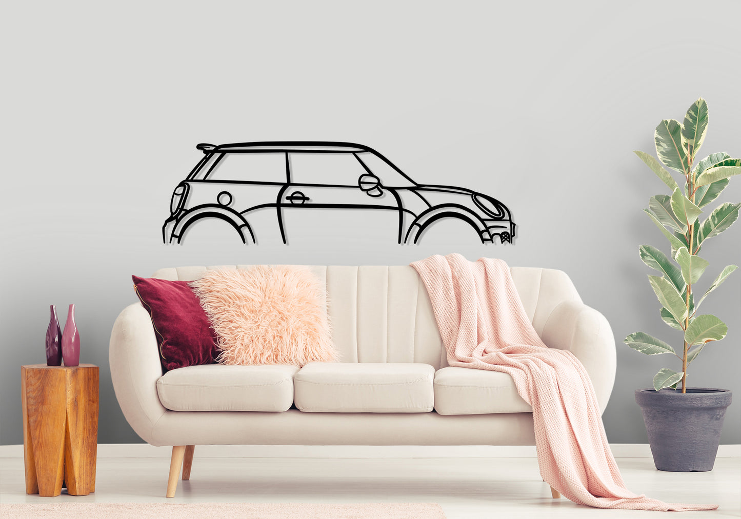 2020 Mini John Cooper Works Hatchback Classic Silhouette Metal Wall Art