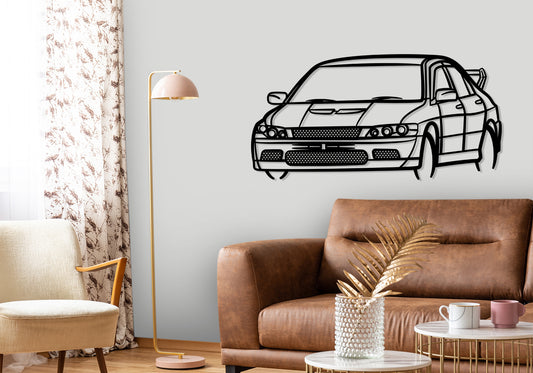 2001 Mitsubishi Lancer Evolution VII - Front Angle Silhouette Metal Wall Art