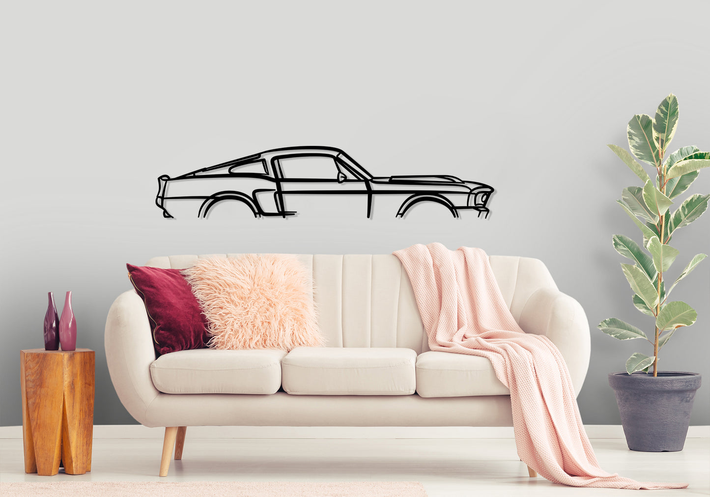 1967 Ford Mustang Eleanor - Classic Silhouette Metal Wall Art