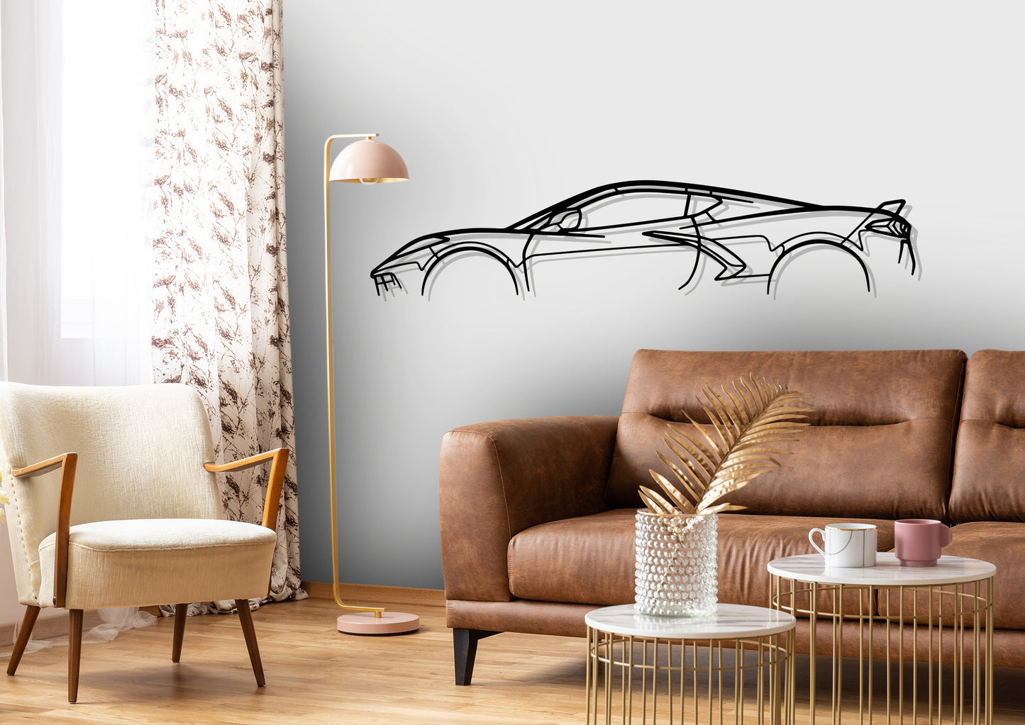 Corvette c8 Classic Silhouette Metal Wall Art