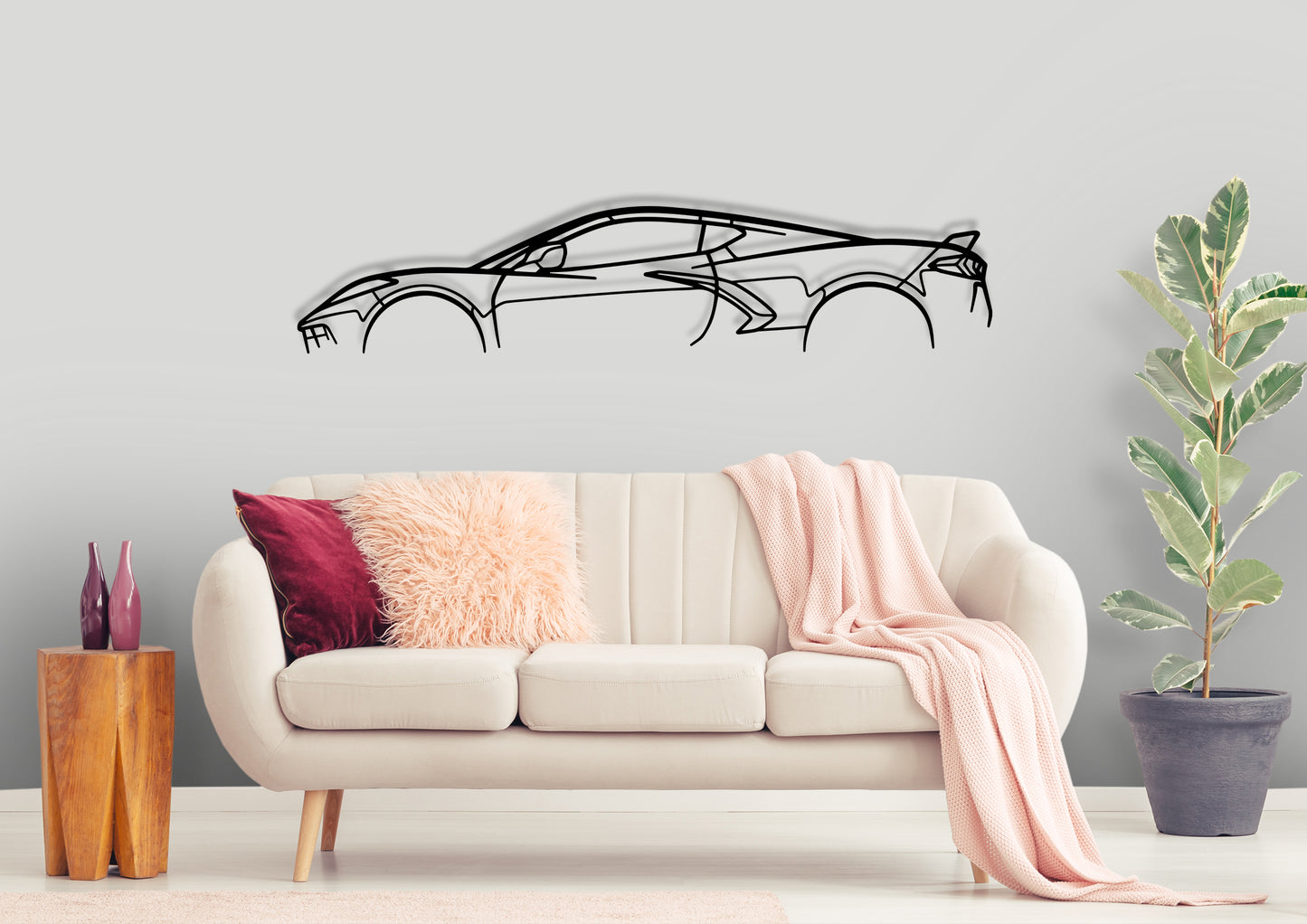Corvette c8 Classic Silhouette Metal Wall Art