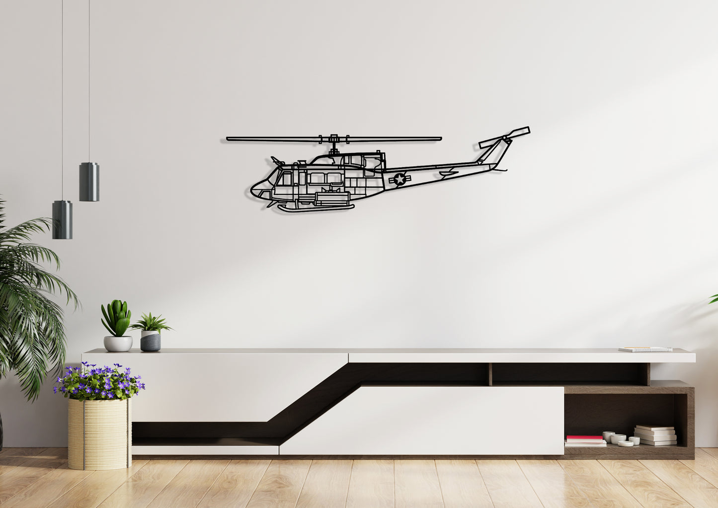 UH-1N-Huey Silhouette Metal Wall Art