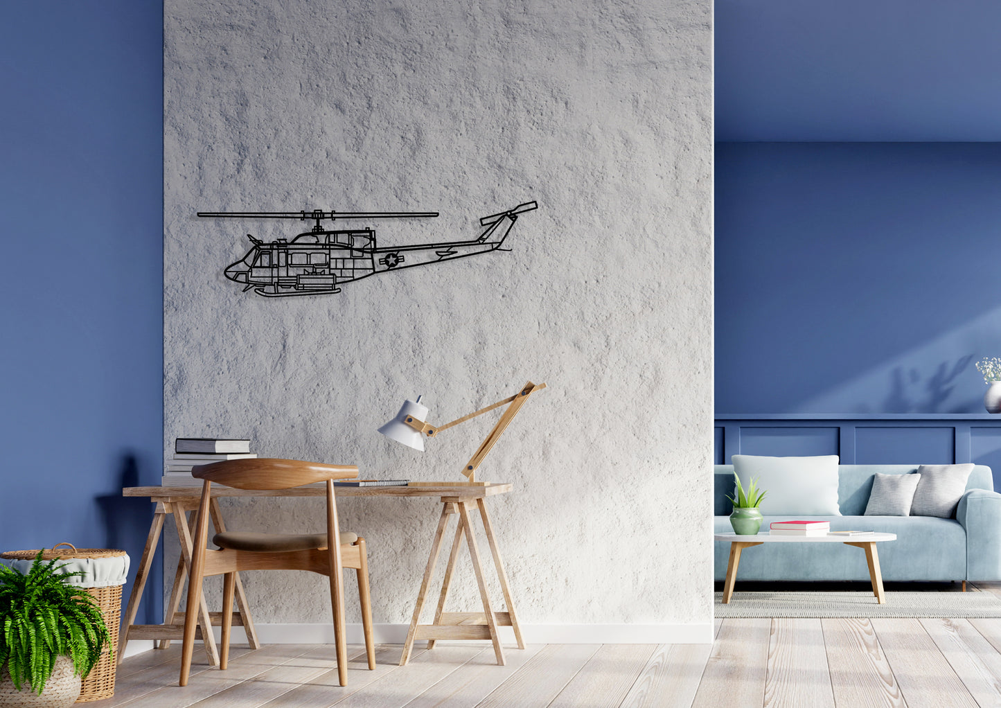 UH-1N-Huey Silhouette Metal Wall Art